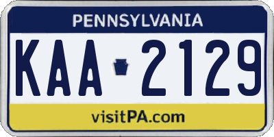 PA license plate KAA2129