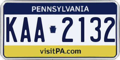 PA license plate KAA2132