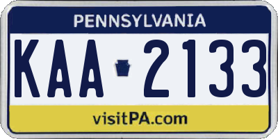 PA license plate KAA2133