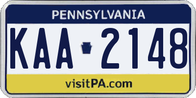 PA license plate KAA2148
