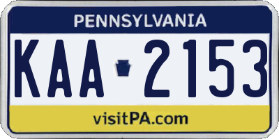 PA license plate KAA2153