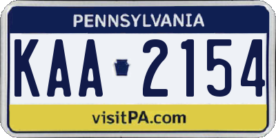PA license plate KAA2154