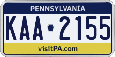 PA license plate KAA2155