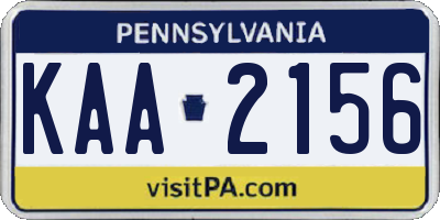PA license plate KAA2156