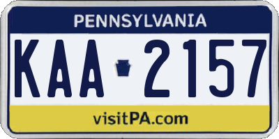 PA license plate KAA2157