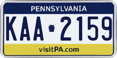 PA license plate KAA2159