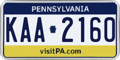 PA license plate KAA2160