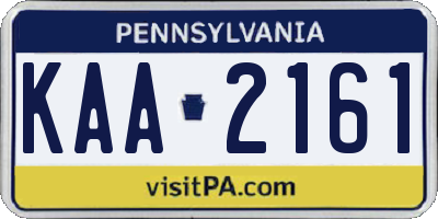 PA license plate KAA2161