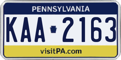 PA license plate KAA2163