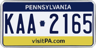 PA license plate KAA2165