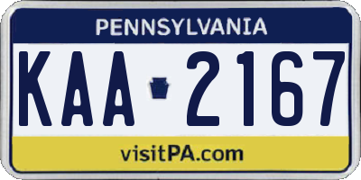 PA license plate KAA2167