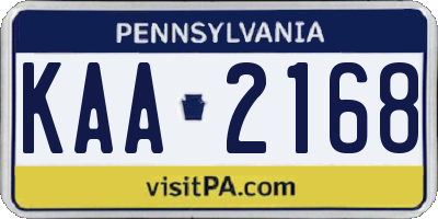 PA license plate KAA2168