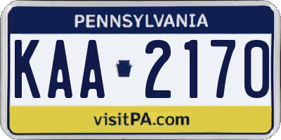 PA license plate KAA2170