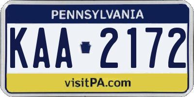 PA license plate KAA2172