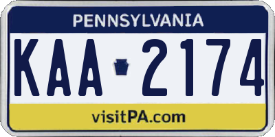 PA license plate KAA2174