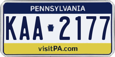 PA license plate KAA2177