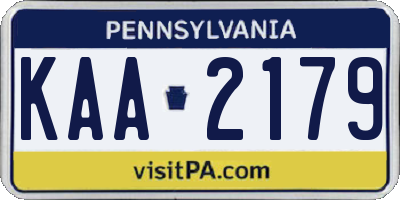 PA license plate KAA2179