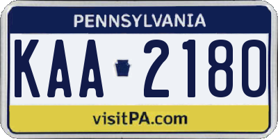 PA license plate KAA2180
