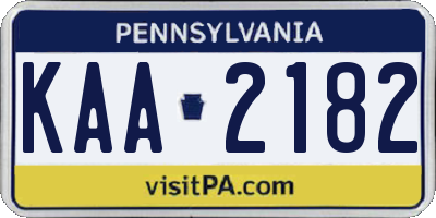 PA license plate KAA2182