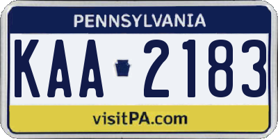 PA license plate KAA2183
