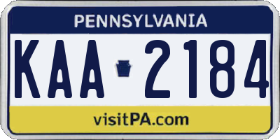 PA license plate KAA2184