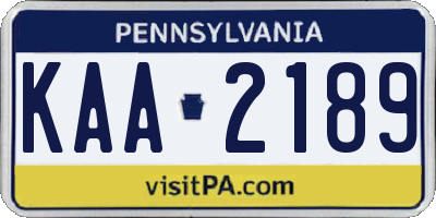 PA license plate KAA2189