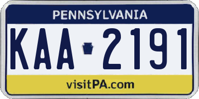 PA license plate KAA2191