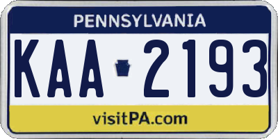 PA license plate KAA2193