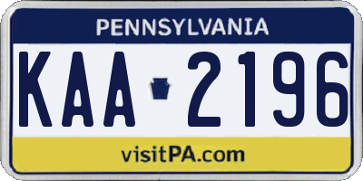 PA license plate KAA2196
