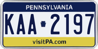 PA license plate KAA2197