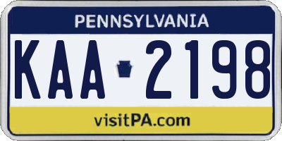 PA license plate KAA2198