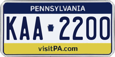 PA license plate KAA2200