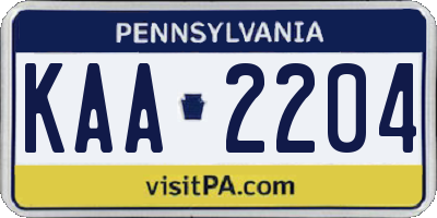 PA license plate KAA2204