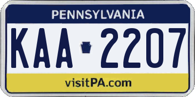 PA license plate KAA2207