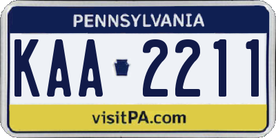 PA license plate KAA2211