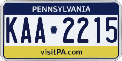 PA license plate KAA2215