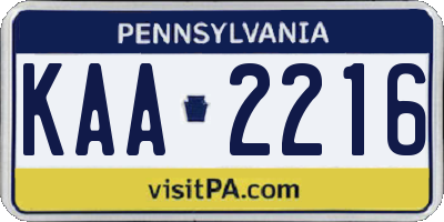 PA license plate KAA2216