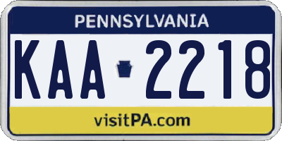 PA license plate KAA2218
