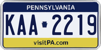 PA license plate KAA2219