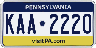 PA license plate KAA2220