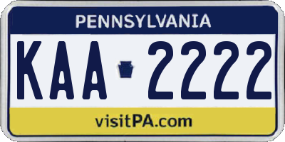PA license plate KAA2222