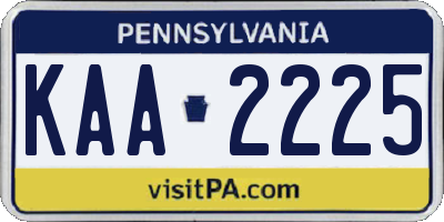 PA license plate KAA2225