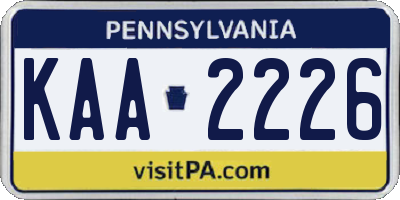 PA license plate KAA2226