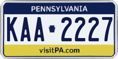PA license plate KAA2227