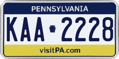 PA license plate KAA2228