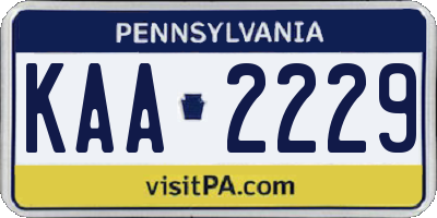 PA license plate KAA2229