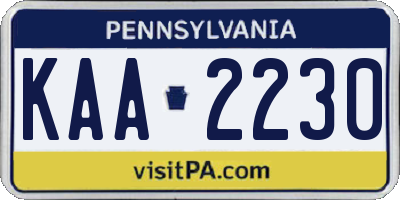 PA license plate KAA2230
