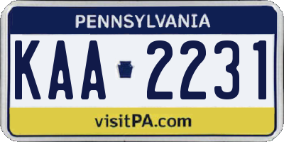 PA license plate KAA2231