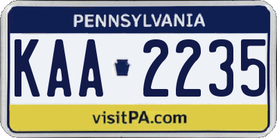 PA license plate KAA2235