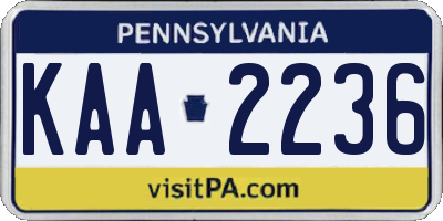 PA license plate KAA2236